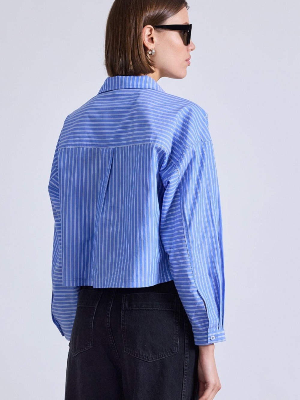 NWT Apiece Apart Cropped Kava Blue & White Striped Top | M - Picture 3 of 8